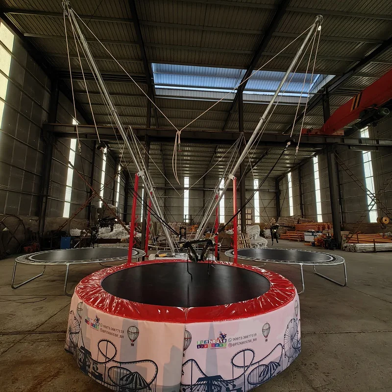 Kids Indoor Outdoor Trampoline - Nieuw ontwerp 4-persoons ronde verplaatsbare bungee
