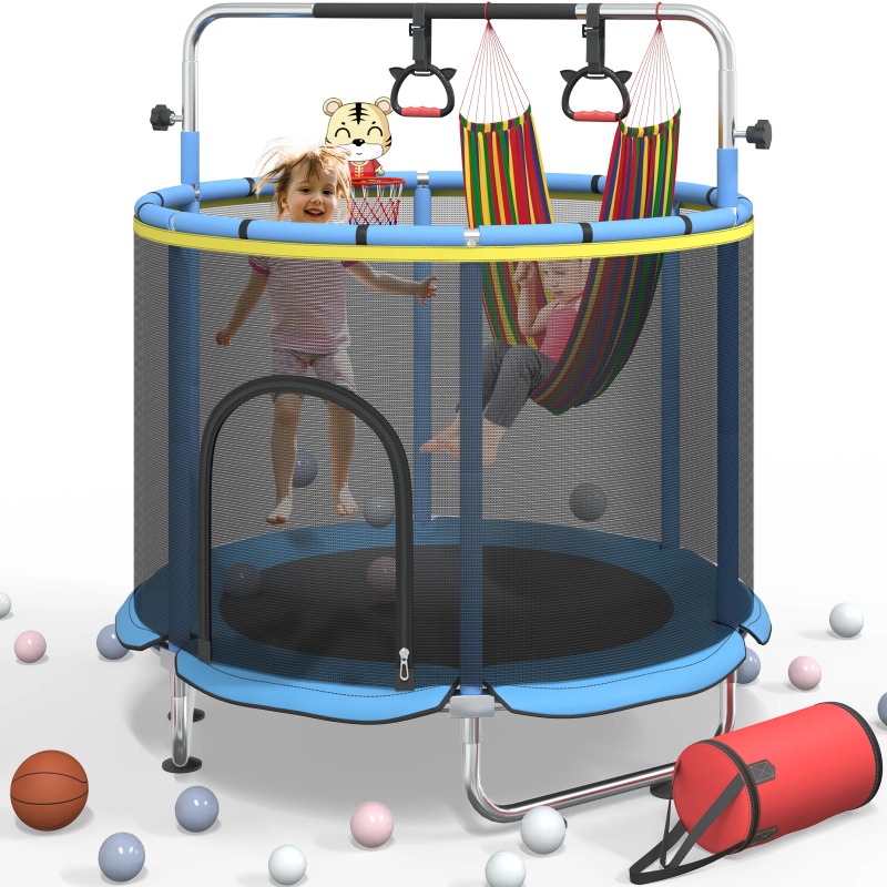 Kids Indoor Outdoor Trampoline - 5FT Trampoline voor peuters, 8-in-1 mini