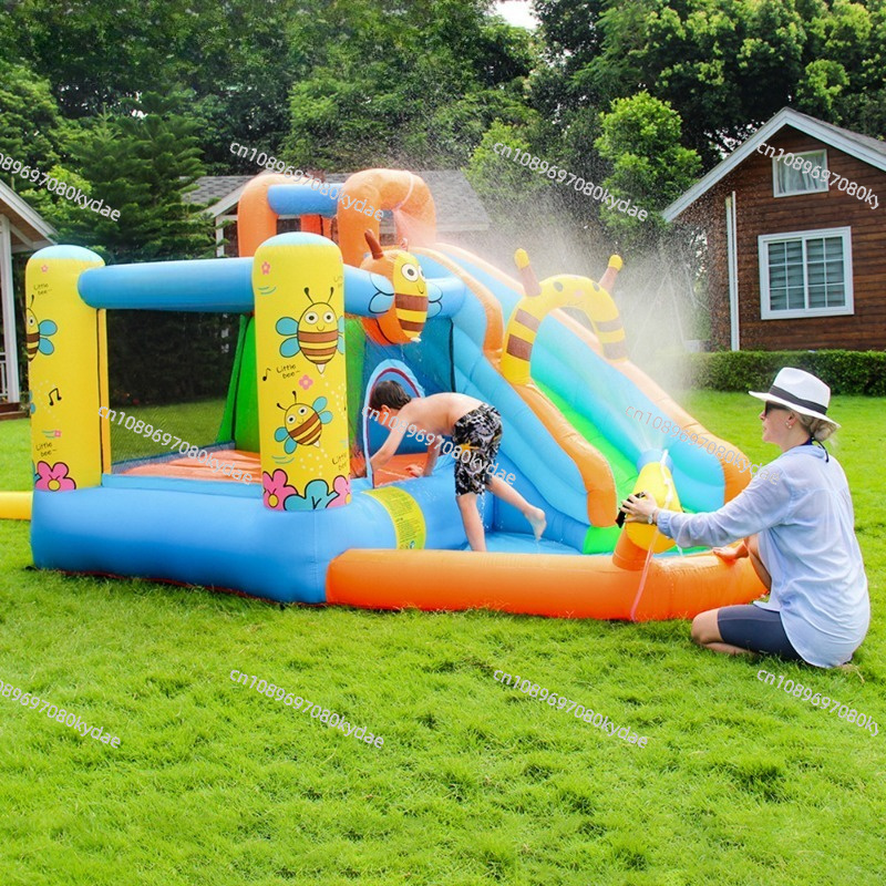 Kids Indoor Outdoor Trampoline - Opblaasbare springkasteel waterpark glijbaan kinderspringkussen binnen