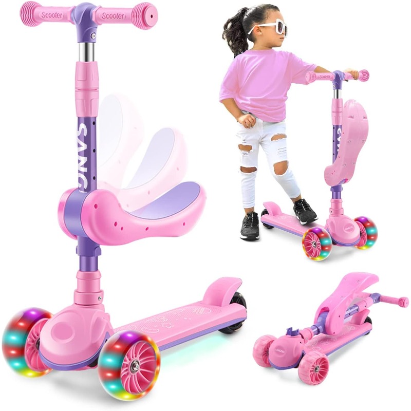 Kids Outdoor Lights - 2-in-1 kinderkick-scooter met LED-verlichte wielen, in