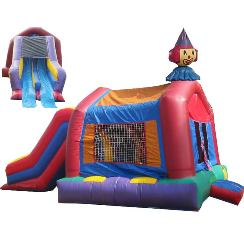 Kids Outdoor Jump House - Dubbele glijbaan opblaasbare clown trampoline glijbaan