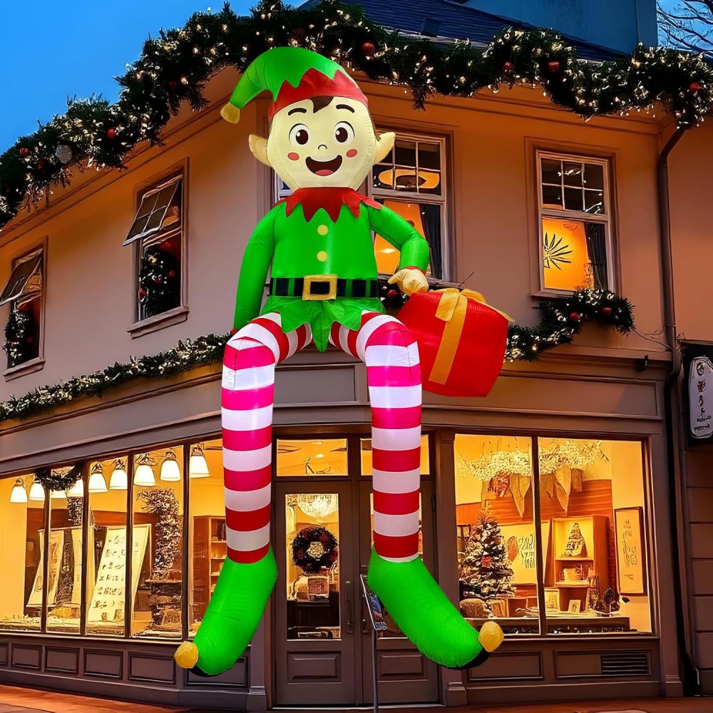 Kids Outdoor Lights - 8FT Kerst Opblaasbaar Zitten Elf Decoratie
