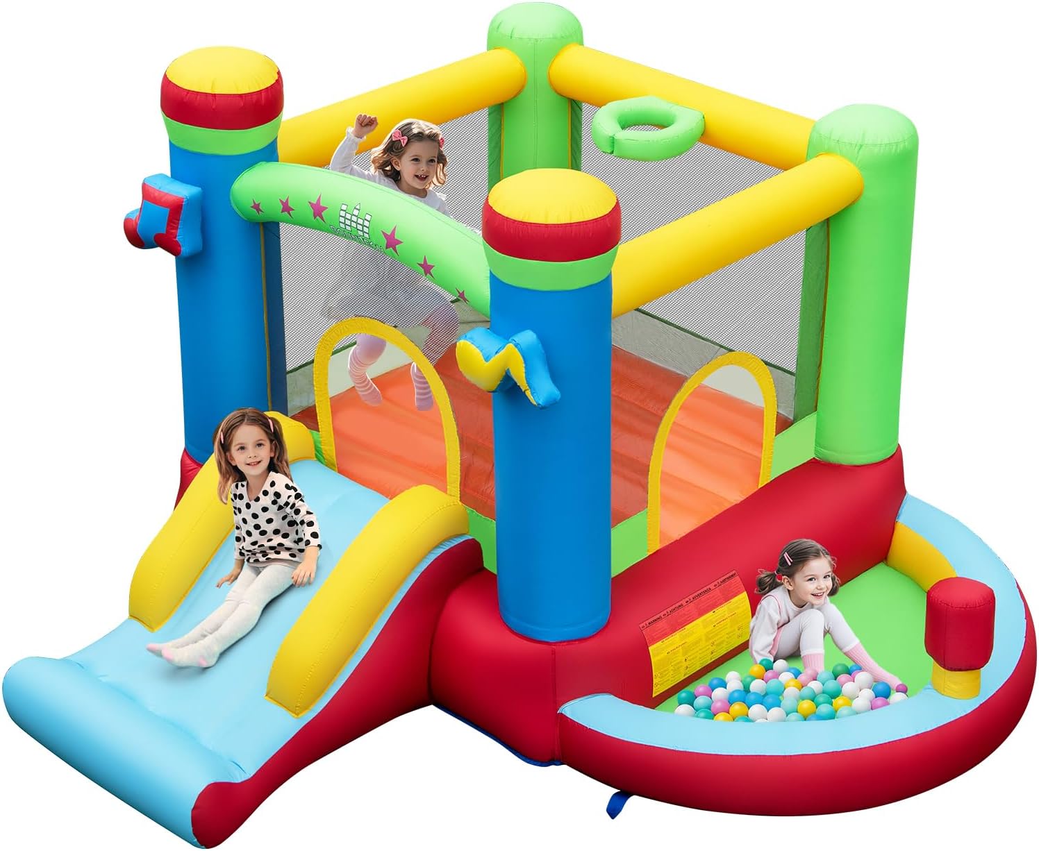 Kids Outdoor Jump House - Opblaasbare springkasteel met ballenbak, springkasteel voor