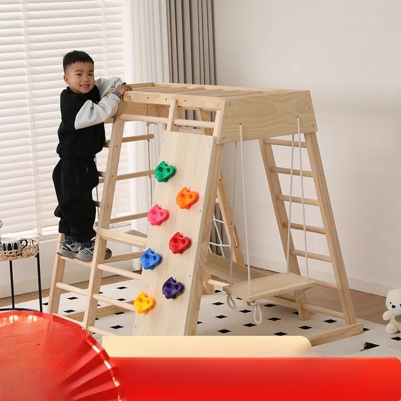 Kids Outdoor Jungle Gym With Slide - JMZ Houten Jungle Gym Glijbaan Klimrek