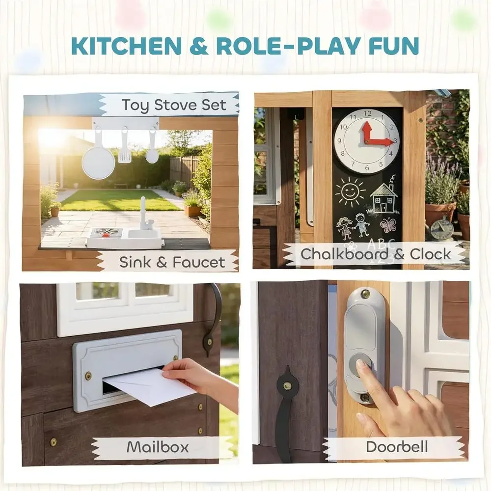 Qaba Buitenspeelhuis met deur  - Qaba Kids Outdoor Playhouse recensie en prijs