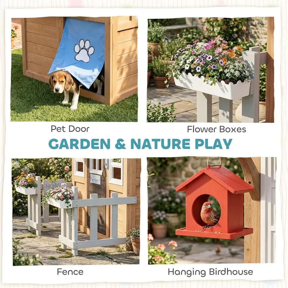 Qaba Buitenspeelhuis met deur  - Qaba Kids Outdoor Playhouse recensie en prijs