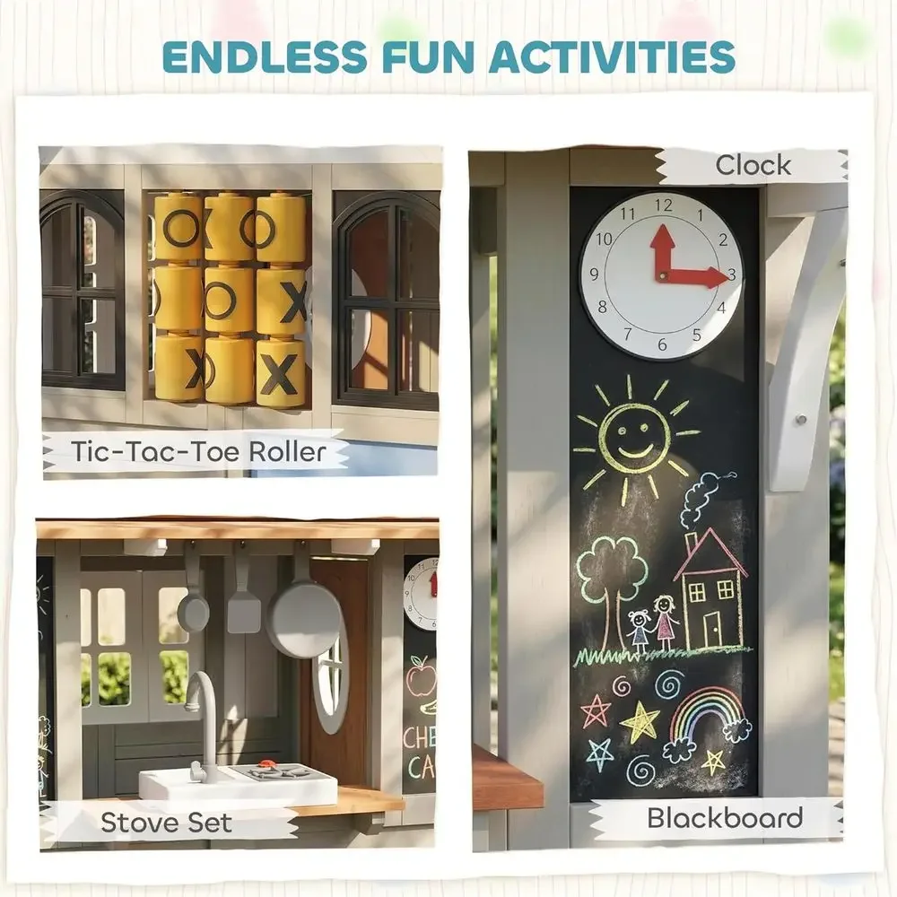 Qaba Buitenspeelhuis, houten k - Qaba Kids Outdoor Playhouse recensie en prijs