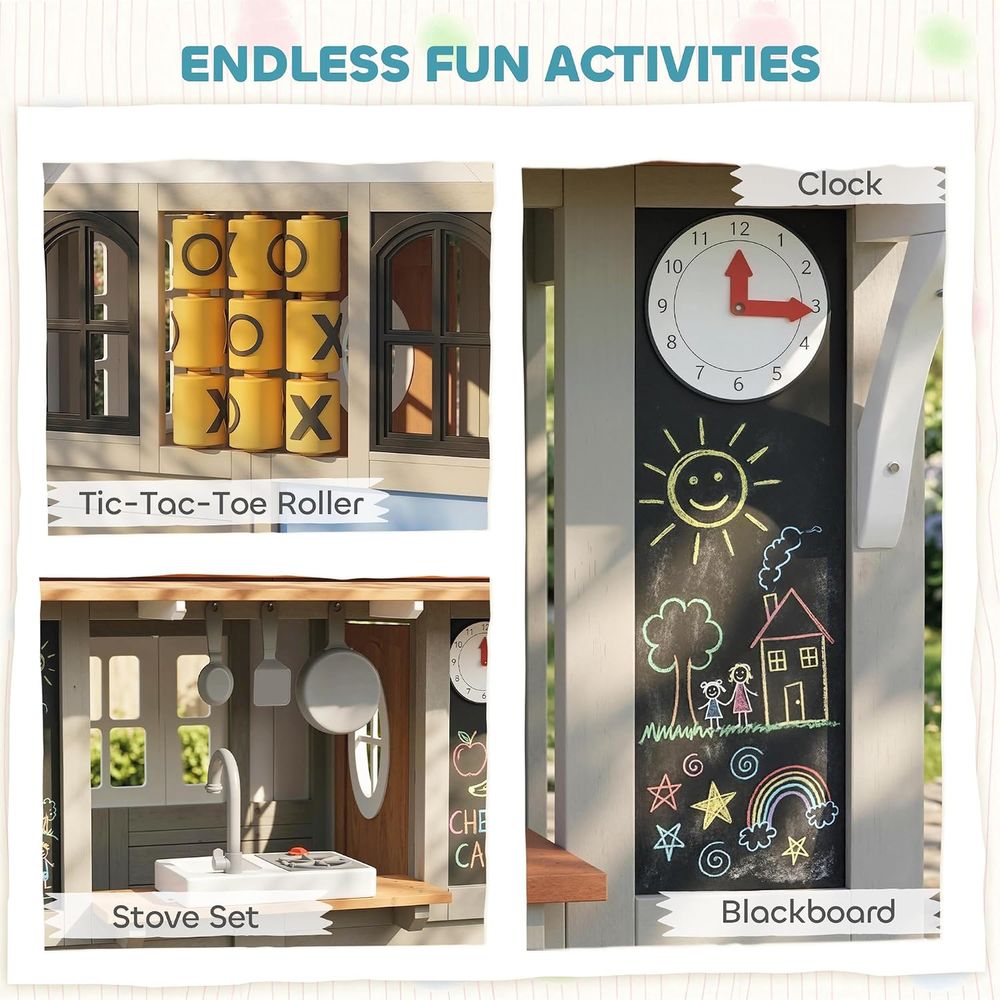 Qaba Outdoor Speelhuis Houten  - Qaba Kids Outdoor Playhouse recensie en prijs