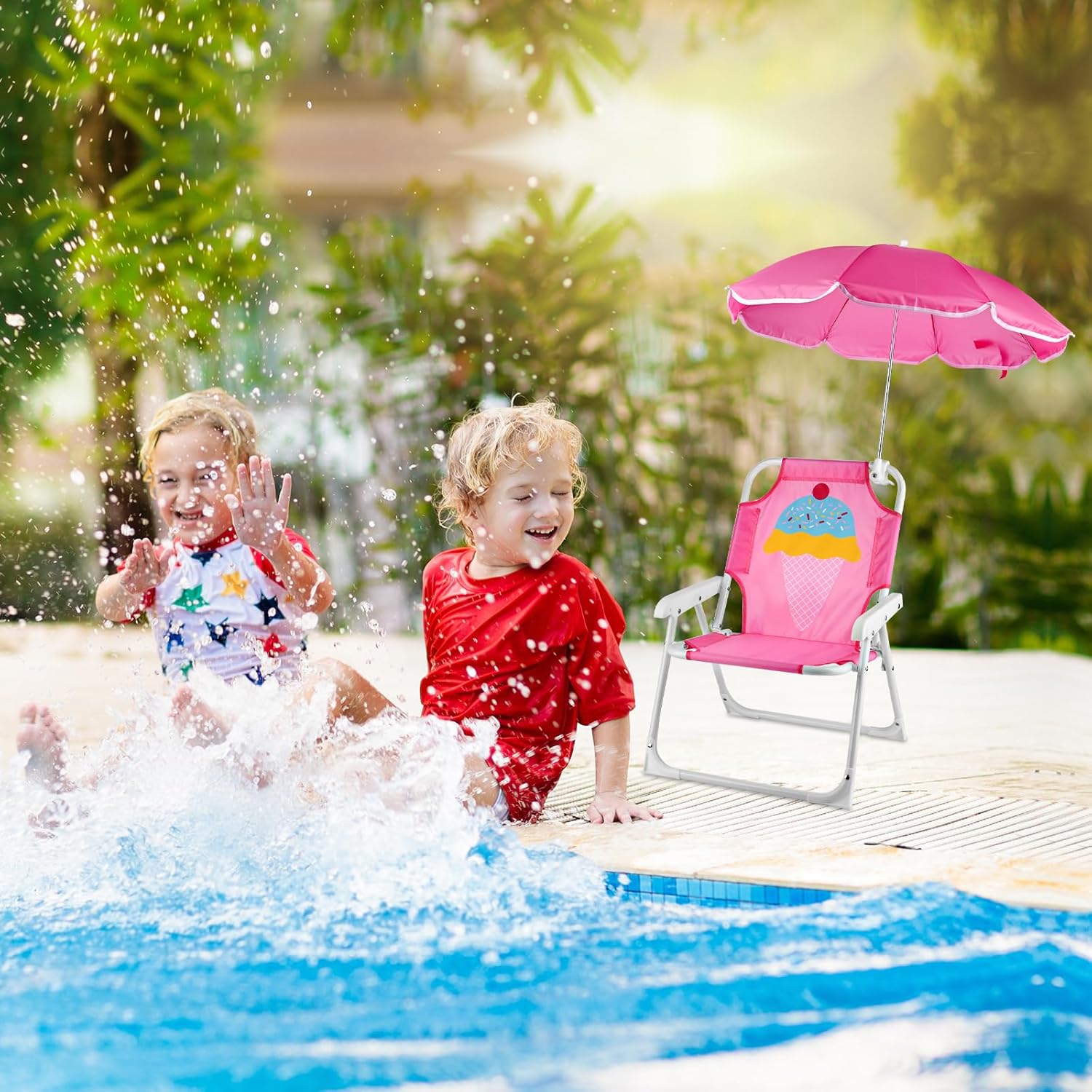 1 set opvouwbare strandstoel m - Kids Outdoor Lounge Chair With Umbrella recensie en prijs