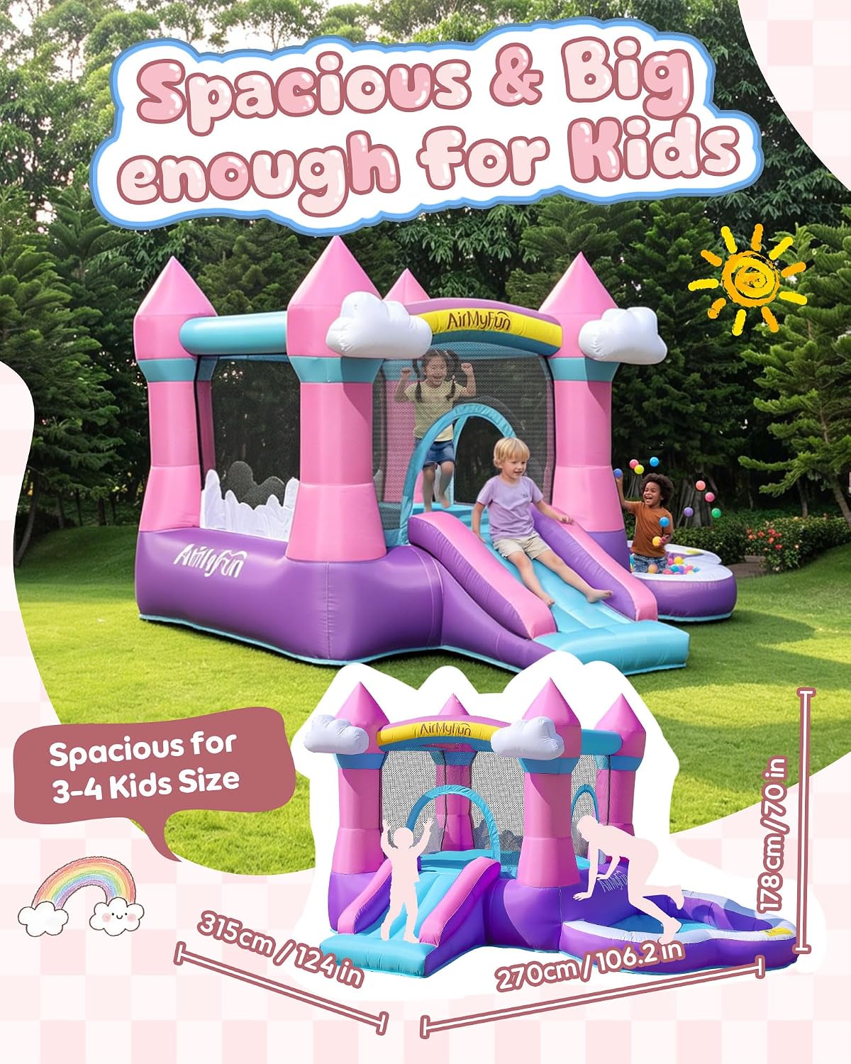 Roze opblaasbare springkasteel - Kids Outdoor Pool recensie en prijs