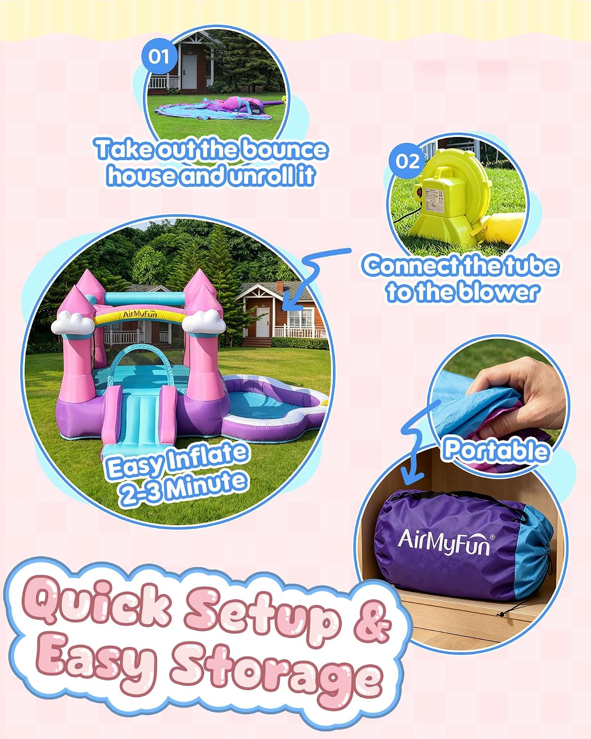Roze opblaasbare springkasteel - Kids Outdoor Pool recensie en prijs