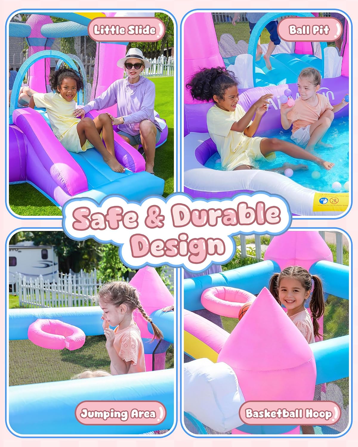 Roze opblaasbare springkasteel - Kids Outdoor Pool recensie en prijs