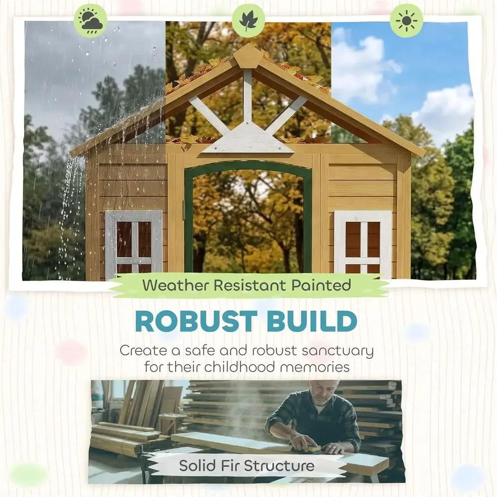 Qaba Buitenspeelhuisje, houten - Qaba Kids Outdoor Playhouse recensie en prijs