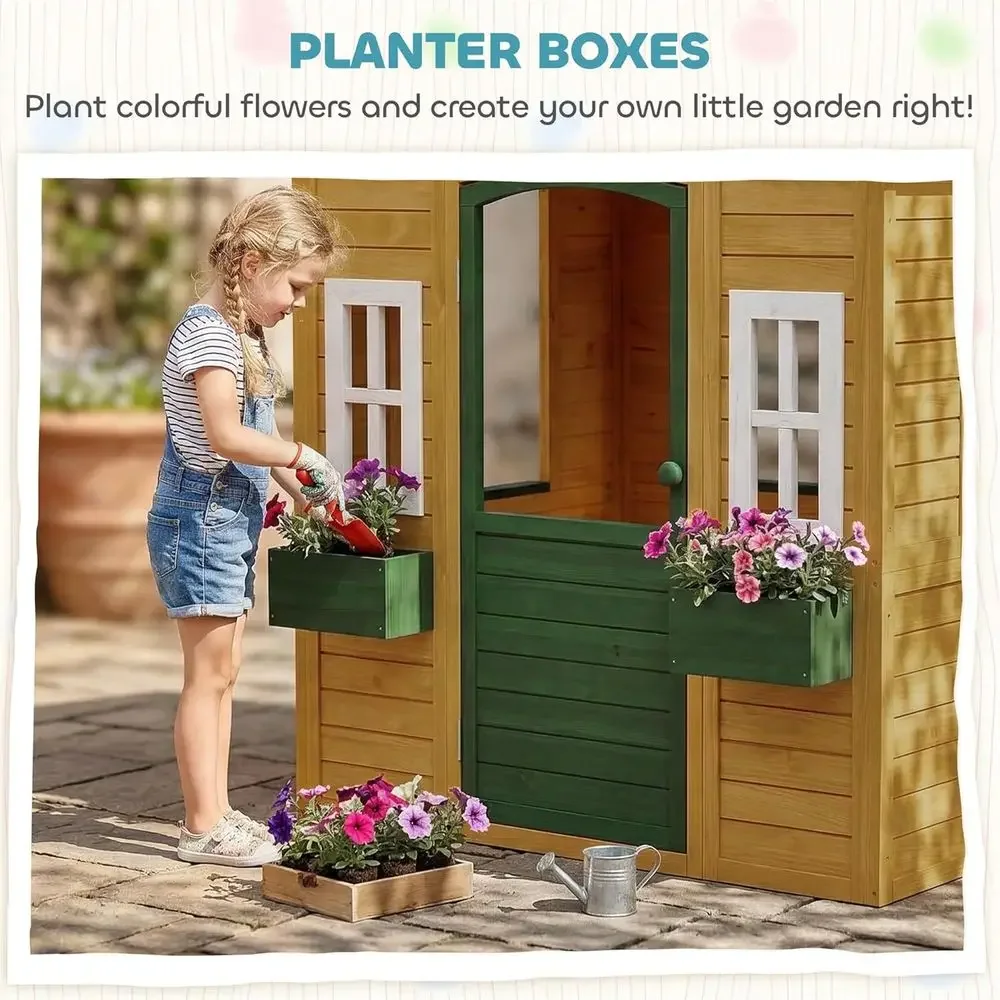 Qaba Buitenspeelhuisje, houten - Qaba Kids Outdoor Playhouse recensie en prijs