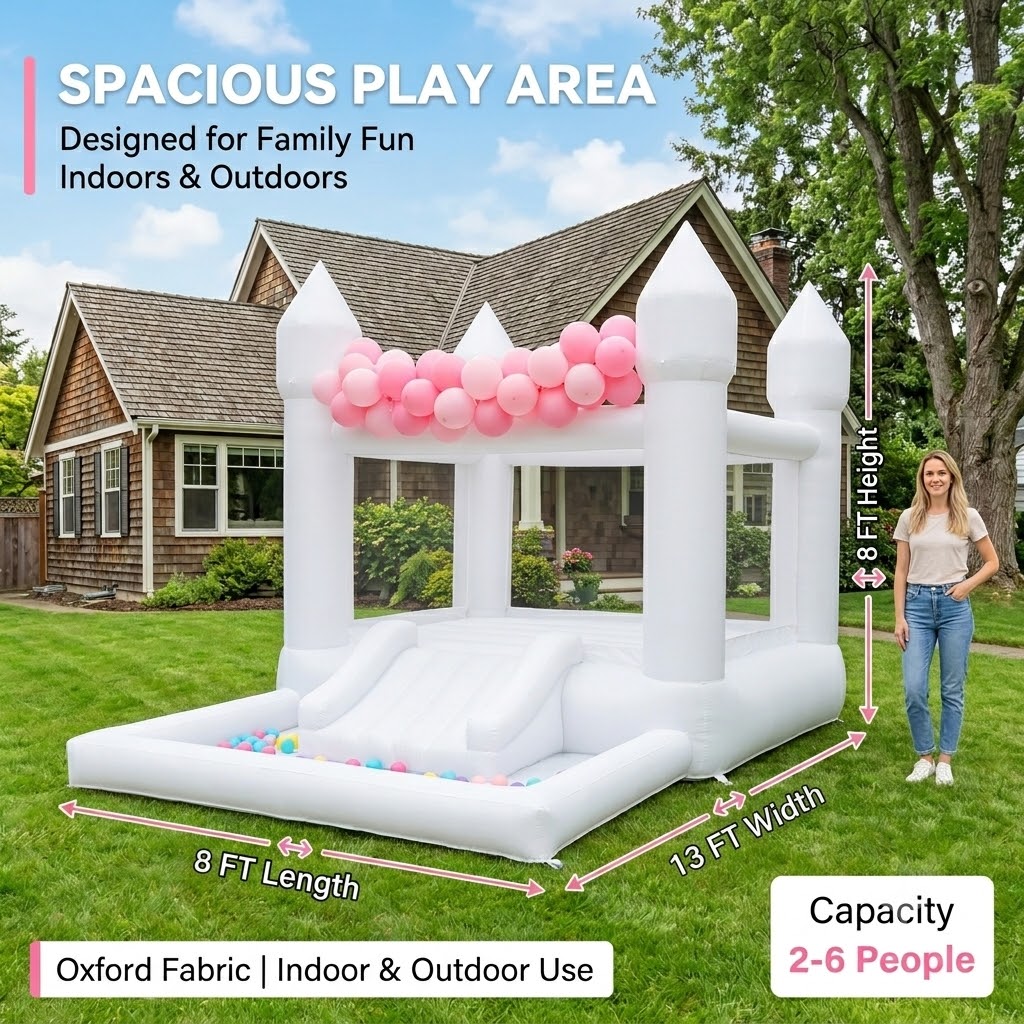 Opblaasbare witte springkastee - Kids Indoor Outdoor Trampoline recensie en prijs